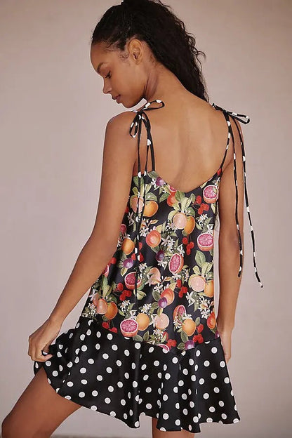 Uptwon Sleeveless Tie Mini Dress - Multicolor