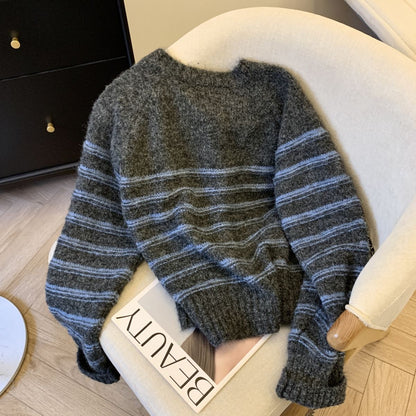 Buckled Up Striped Pullover Sweater – Retro Cozy Style