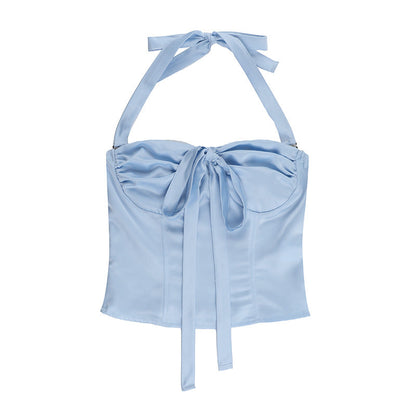 Blue Celeste Bow Corset Top